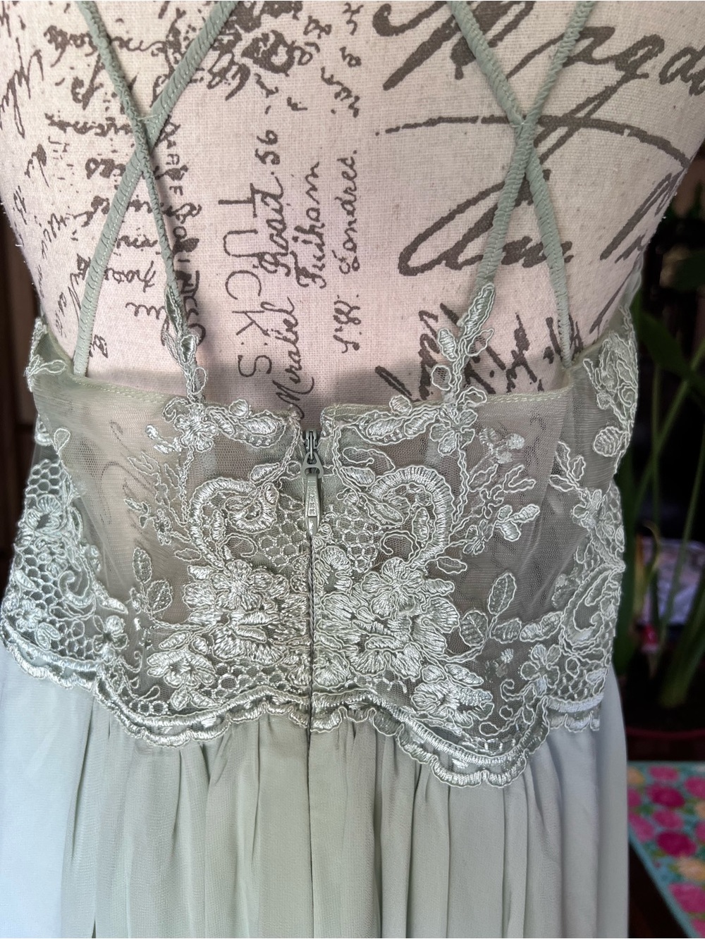 Azazie Ginger Dusty Sage A-Line Halter Pleated Chiffon Dress. - Picture 10 of 16